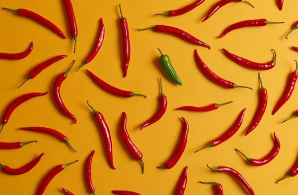 red peppers and one green pepper