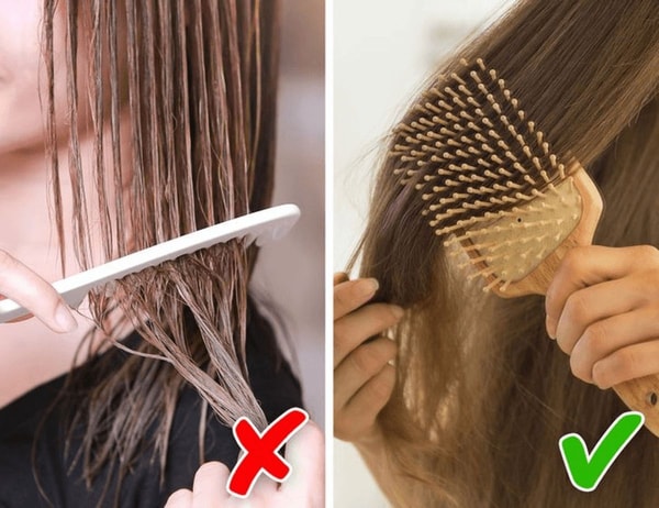 Nešukuokite plaukų, kai jie šlapi