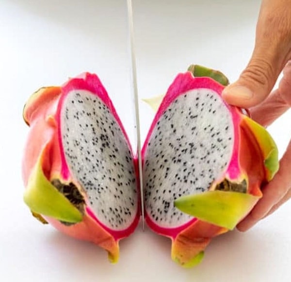 Slice the dragon fruit in half