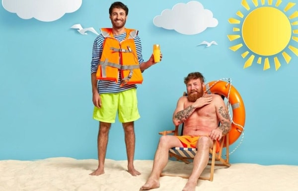 two mans in beach