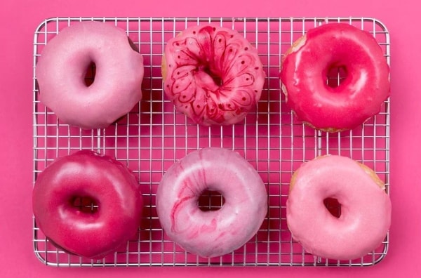 six pink donuts
