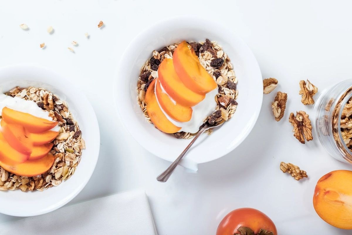 Yogurt With Peaches And Seeds