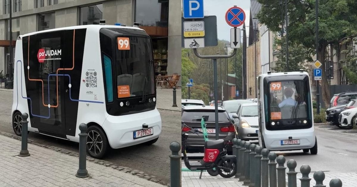 Vilniuje vos pasirodžiusį autonominį autobusą jau sugadino vandalai: keleiviai skeptiškai vertina naujovę