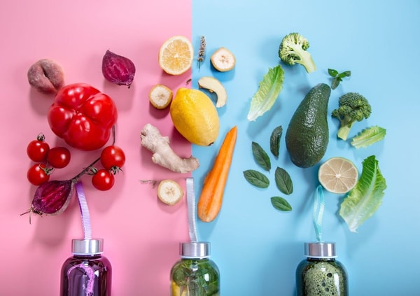 red yellow and green skin healthy vegetables and fruits 