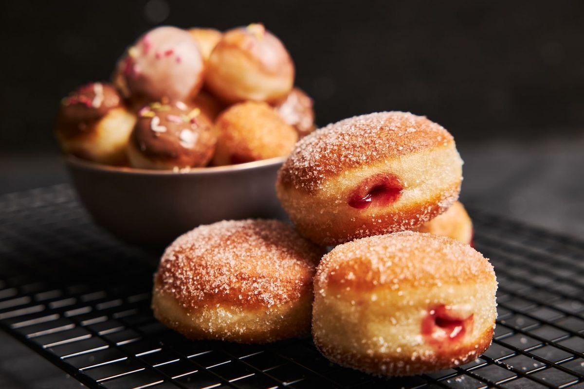 Fried Donuts With Jelly