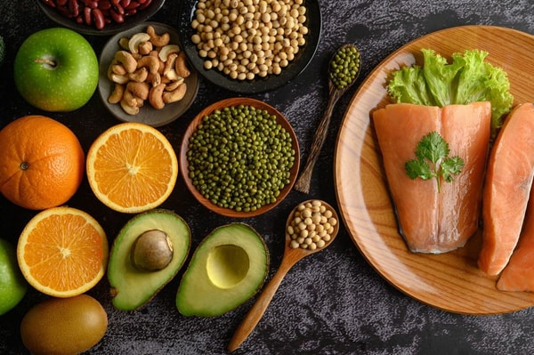 fruits vegetables and fish