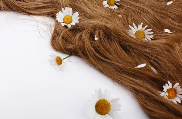 healthy hair with flowers