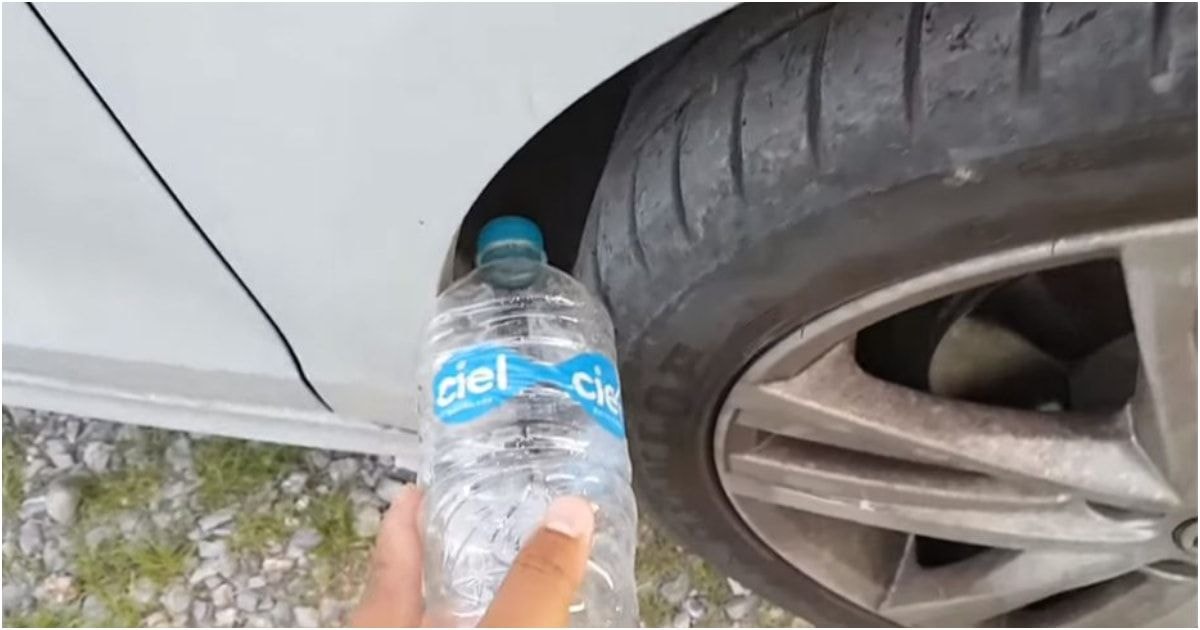 jei radote butelį ant automobilio rato