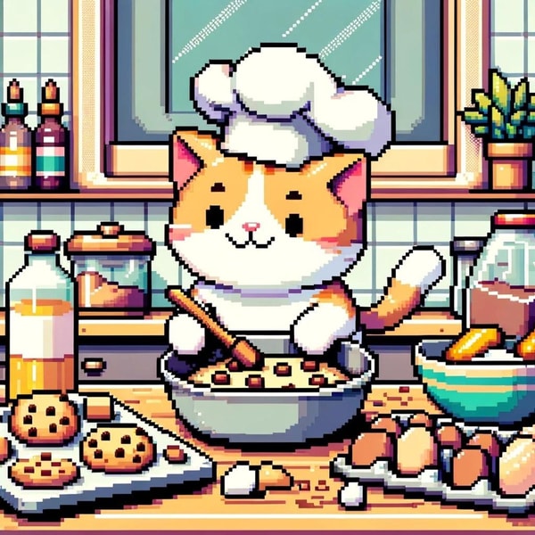 Token Tails cooking cat