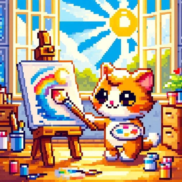 Token Tails painting cat