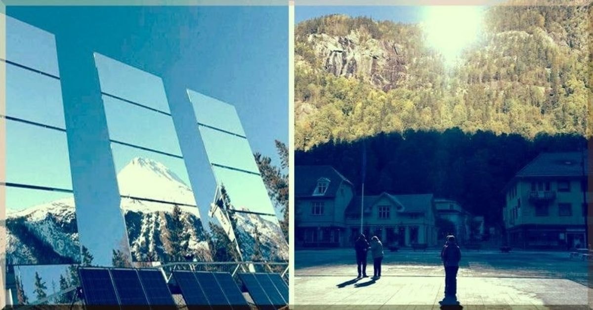 Miestas, kuriame 5 mėnesius nebūna saulės, gauna šviesą iš veidrodžių kalnuose