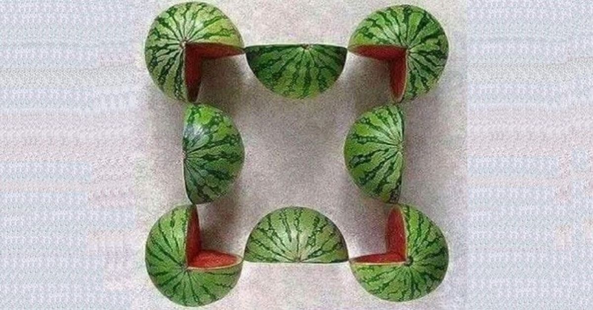 Ar galite suskaičiuoti, kiek arbūzų yra šioje nuotraukoje?