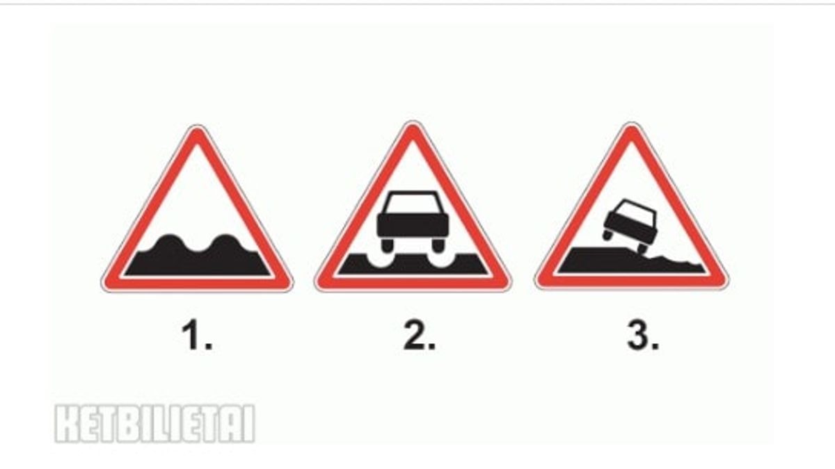 Patyrusiems vairuotojams: Kuris kelio ženklas įspėja apie kelio ruožą, kuriame yra išilginių nelygumų (provėžų)?