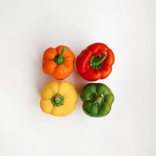 orange red yellow and green peppers